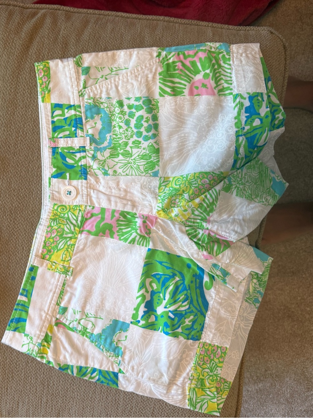 Lily Pulitzer Tropical Patchwork Shorts in Green, Pink & Blue
